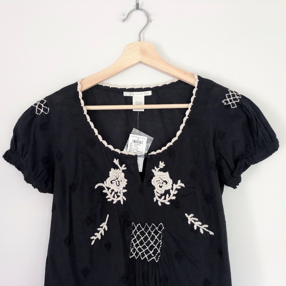 Charlotte Russe Embroidered Boho Babydoll Top - Picture 2 of 6